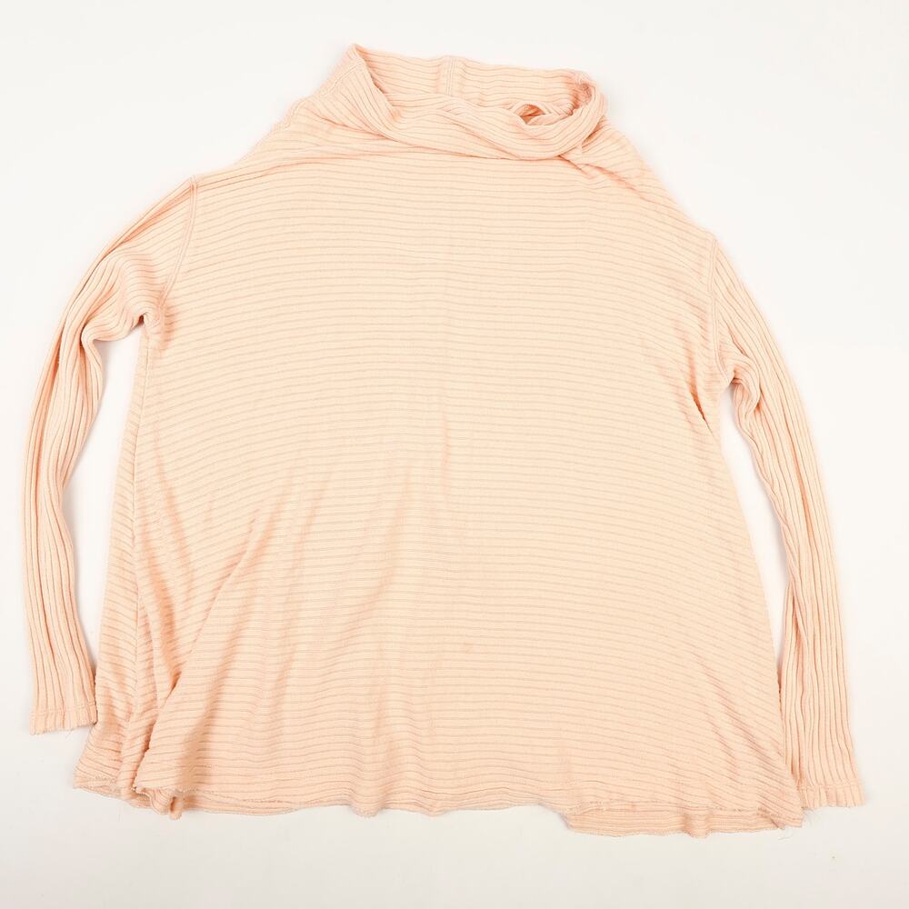 We The Free People Womens Small Lover Pink Mock Neck Ribbed Thermal Open Back